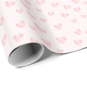 Papel De Regalo Corazones rosados de la acuarela de Rubor
