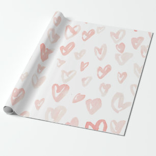 Papel De Regalo Corazones rosados de la acuarela del el día de Sa