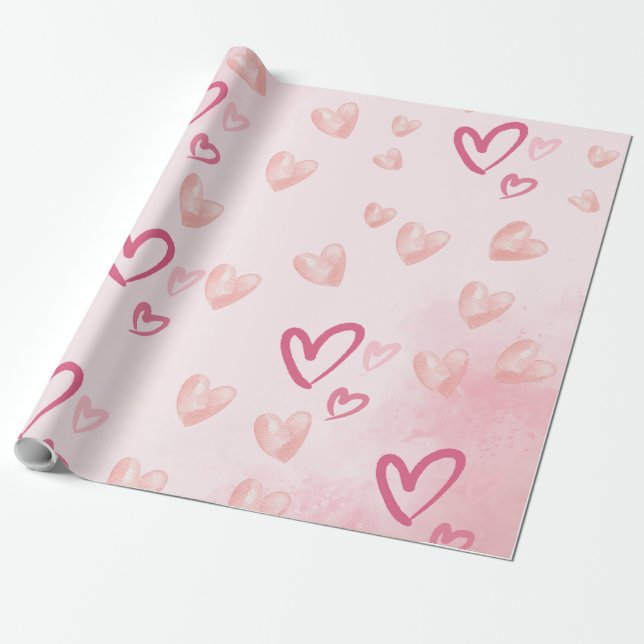 Papel De Regalo Corazones rosados dulces (Desenrollado)