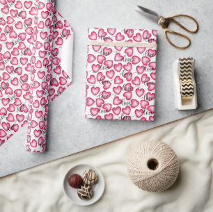 Papel De Regalo Corazones rosados lindos Patrón de San Valentín co