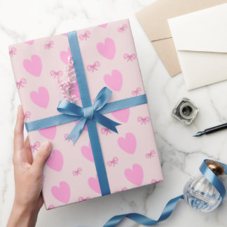 Papel De Regalo Corazones rosados románticos y envoltorio de regal