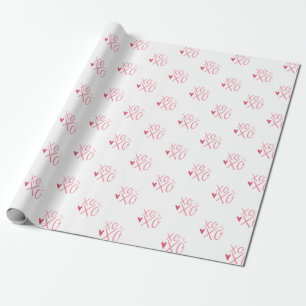 Papel De Regalo Corazones rosados "XOXO" Feliz día de San Valentín