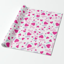 Papel De Regalo Corazones rosados y amor - patrón romántico