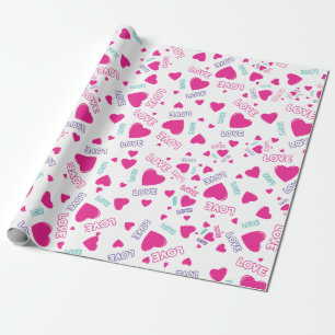 Papel De Regalo Corazones rosados y amor - patrón romántico