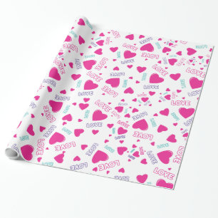 Papel De Regalo Corazones rosados y amor - patrón romántico