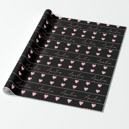 Papel De Regalo Corazones rosados y negros personalizados