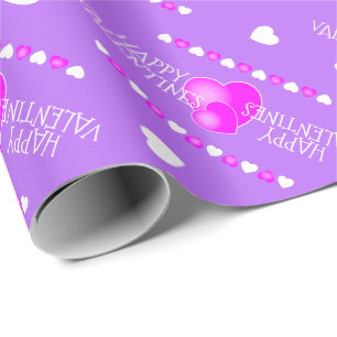 Papel De Regalo Corazones rosas y blancas de San Valentín en LILAC