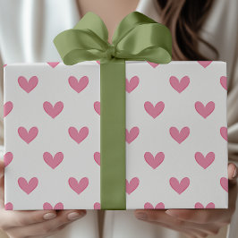 Papel De Regalo Corazones singulares rosados