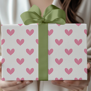 Papel De Regalo Corazones singulares rosados