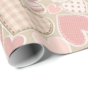 Papel De Regalo Corazones textiles de naves rosadas cúrcules Past