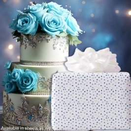 Papel De Regalo Corazones - Varios Azules sobre Blanco - Rollos