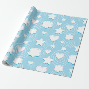 Papel De Regalo Corazones Y Estrellas Parche 3D