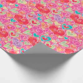 Papel De Regalo Corazones y flores del el día de San Valentín