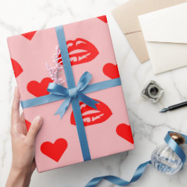 Papel De Regalo Corazones y labios de amor de San Valentín