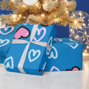 Papel de regalo Corazones y Margaritas Rosas Lindo