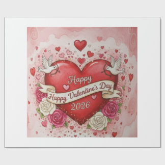 Papel De Regalo Corazones y Palomas - Diseño del Día de San Valent