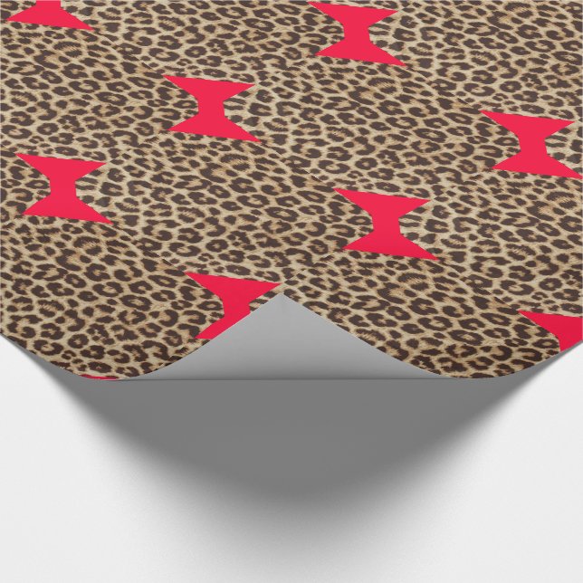 Papel De Regalo Corbata de lazo roja leopardo (Esquina)