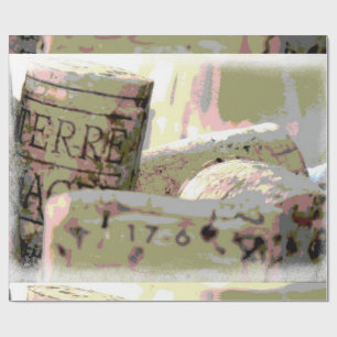 Papel De Regalo Corchos entonados verdes y rojos del vino