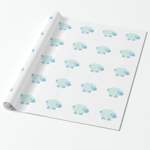 Papel De Regalo Corderito Azul Pequeño y Lindo