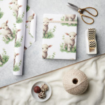 Cordero bebé en color de agua verde Baby Shower