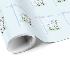 Papel De Regalo Cordero Niño Azul Bautizo, Personalizable