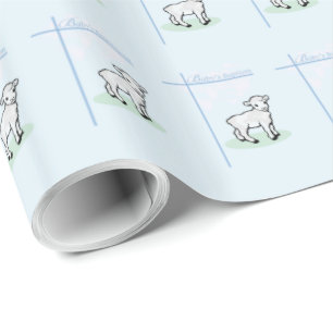 Papel De Regalo Cordero Niño Azul Bautizo, Personalizable