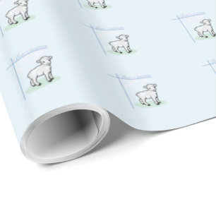 Papel De Regalo Cordero Niño Azul Bautizo, Personalizable