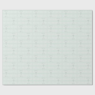 Papel De Regalo Cordón floral delicado del ópalo azul del bautismo