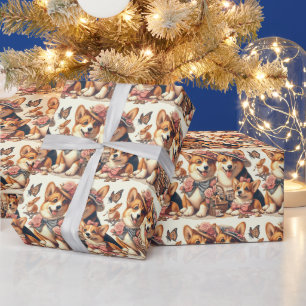 Papel De Regalo Corgi Cardigan galés de época