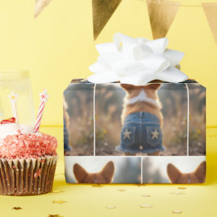 Papel De Regalo Corgi Dog Con Denim Shorts