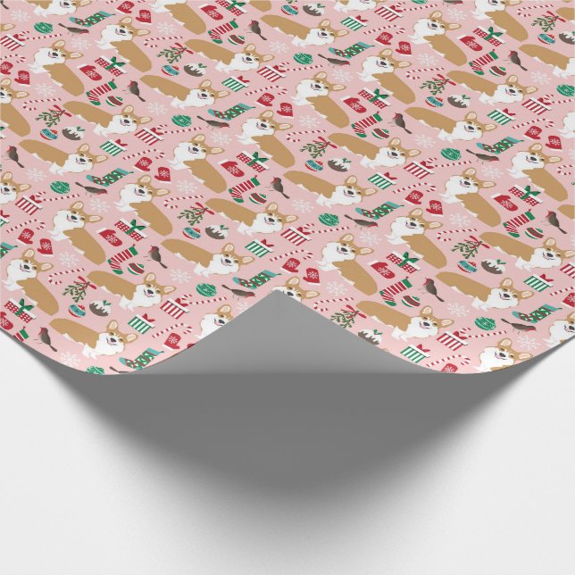 Papel De Regalo Corgi Navidades envolver regalo (Esquina)
