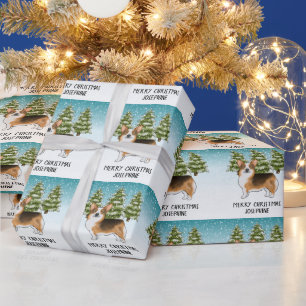 Papel De Regalo Corgi Pembroke de Cabeza Roja Navidad de Invierno