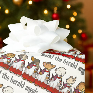 Papel De Regalo Coro de Perros Divertidos ¡Ladra! Pun de Villancic