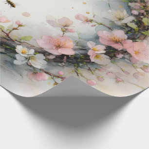 Papel De Regalo Corona de Acuarela de Flor de Manzano