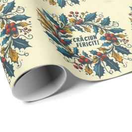 Papel De Regalo Corona de bayas de acebo Colores de la bandera rum