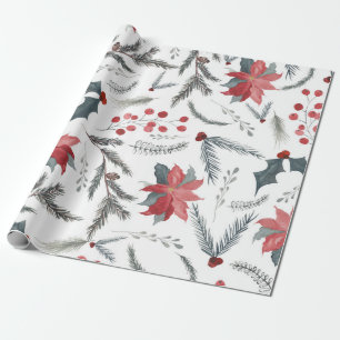 Papel De Regalo Corona de bayas de pino botánicas de invierno para