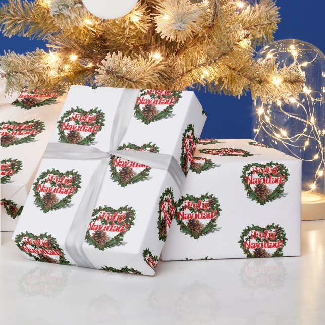 Papel De Regalo Corona de corazón (Feliz Navidad) Navidad (Vacaciones)