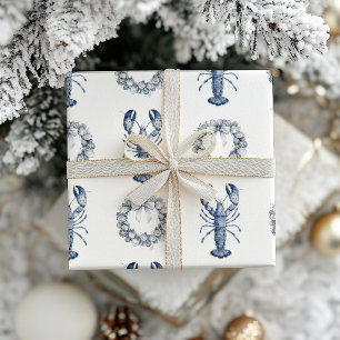 Papel De Regalo Corona de langosta azul de Nueva Inglaterra + conc