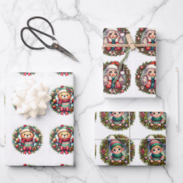 Papel de Regalo Corona de Navidad