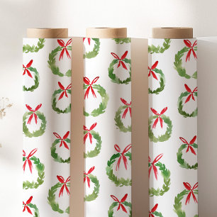Papel De Regalo Corona de Navidad con lazo rojo elegante