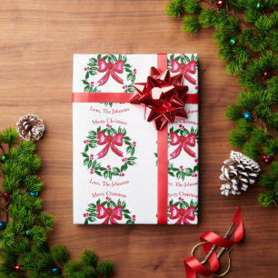 Papel De Regalo Corona de Navidad de Acebo Moderna Personalizada