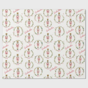 Papel De Regalo Corona de Navidad de Cascanueces Rosa Personalizad