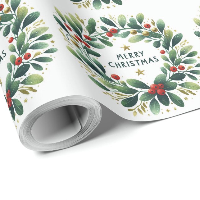 Papel De Regalo Corona de Navidad de muérdago (Esquina del rollo)