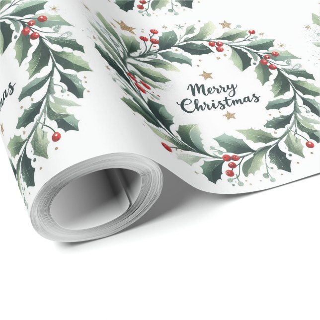 Papel De Regalo Corona de Navidad de muérdago (Esquina del rollo)