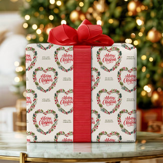 Papel De Regalo Corona de Navidad del Corazón Alegre