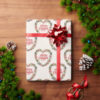 Papel De Regalo Corona de Navidad del Corazón Alegre
