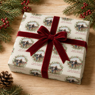 Papel De Regalo Corona de Navidad elegante roja y verde Foto