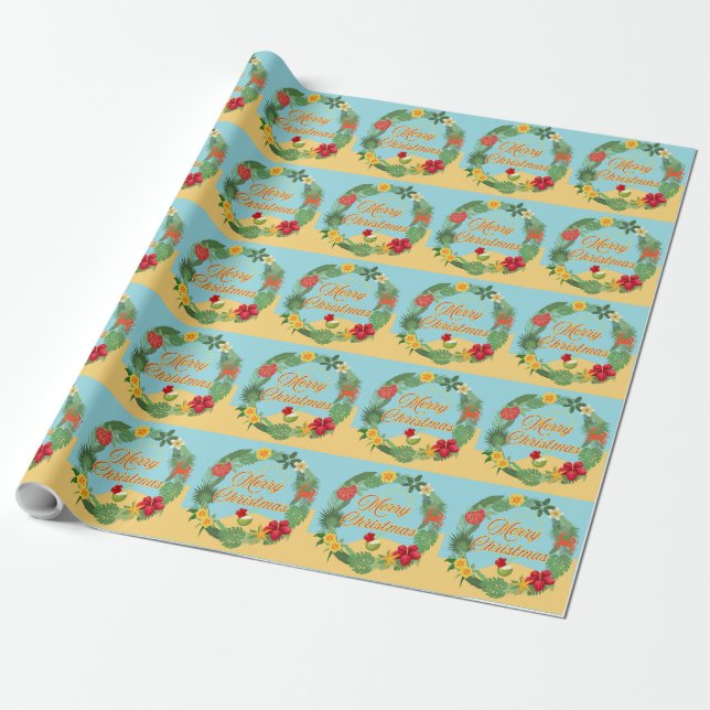 Papel De Regalo Corona de Navidad Tropical (Desenrollado)
