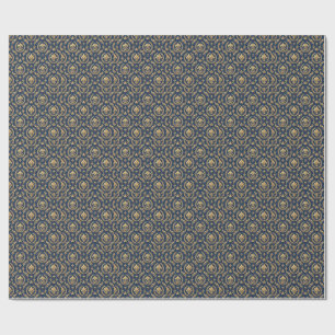 Papel De Regalo Corona de Oro Real Azul Terciopelo de Lujo Patrón