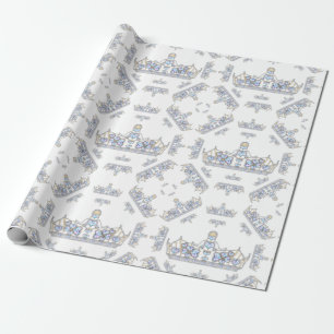 Papel De Regalo corona de plata de diamantes de corazón moda brill